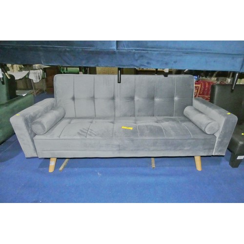 1181 - A grey upholstered click clack type sofa bed approx 188cm wide