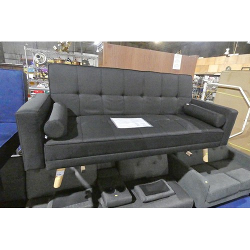 1184 - A Yaheetech versatile black upholstered click clack type sofa bed approx 185cm wide