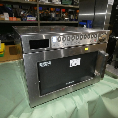 2120 - A commercial stainless steel microwave oven by Samsung type CM1929 1850w - trade. Tested Working