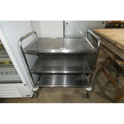 2186 - A commercial stainless steel 3 tier catering type trolley