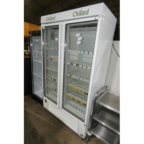 2187 - A commercial double door display fridge by Lowe type G6 - trade. Tested Working