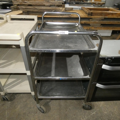 2196 - A commercial stainless steel catering type trolley with 3 tiers