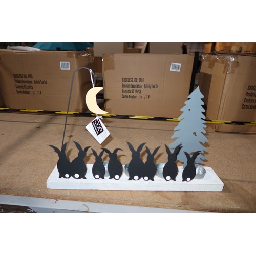 1212 - 1 box containing 12 x Shoeless Joe Moon Struck Rabbits tea light holders