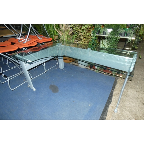 2243 - 1 x glass topped corner desk approx 180 x 120cm