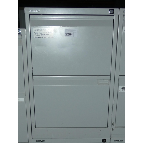 2264 - 1 x Bisley grey metal 2 drawer filing cabinet