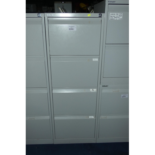 2266 - 1 x Bisley grey metal 4 drawer filing cabinet