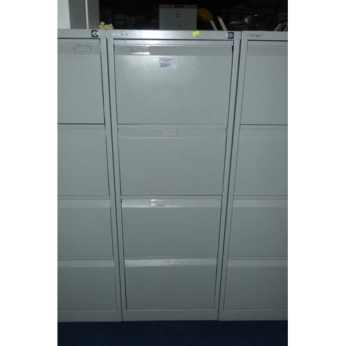 2267 - 1 x Bisley grey metal 4 drawer filing cabinet