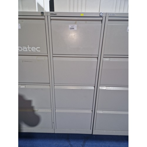 2269 - 1 x Bisley grey metal 4 drawer filing cabinet