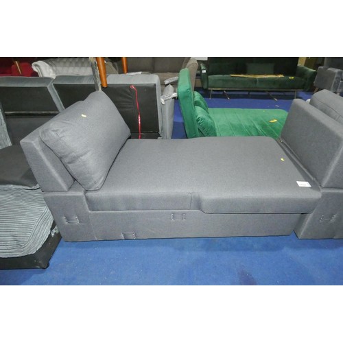 1157 - 1 x dark grey upholstered ottoman storage chaise longue (seat is hinged and lifts up to allow storag... 