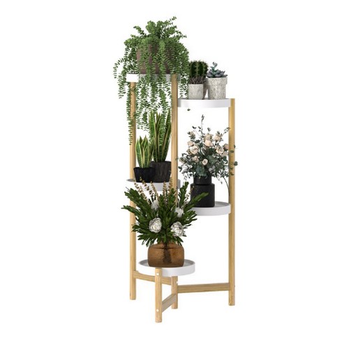 1082 - 1 x Unho XJJ456-XL Wooden flower stand with 5 support shelves, 93x45cm.