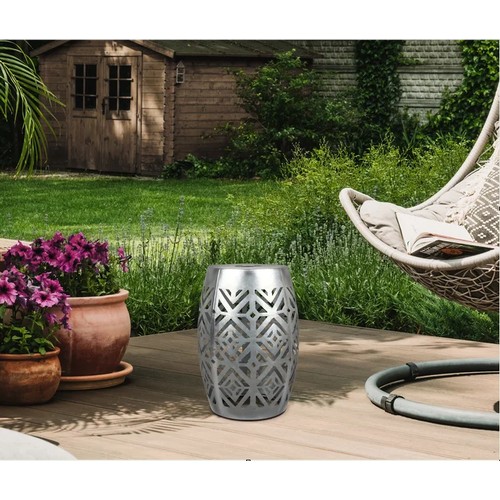 1090 - A silver 45.7cm h solar power outdoor floor lamp RRP £55