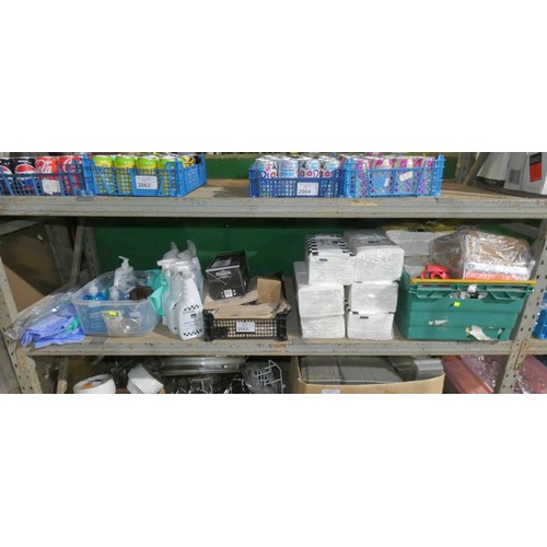 2065 - A quantity of various catering related items including cloths, napkins, paper bags, anti-bacterial c... 