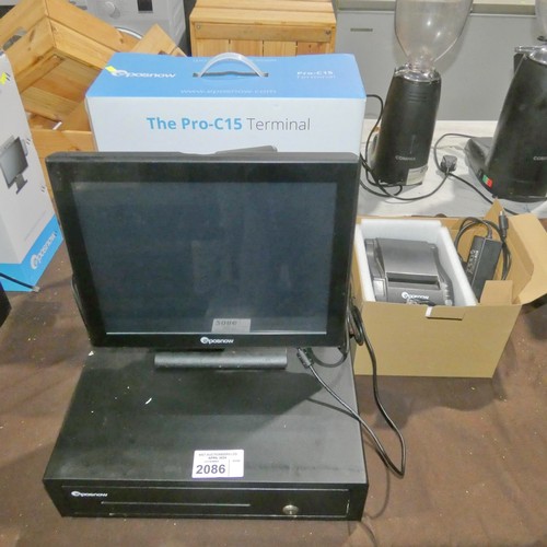 2086 - An Epos touch screen cash register by Eposnow type pro-c15, with cash drawer & receipt printer - tra... 