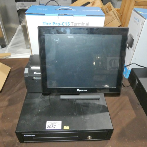 2087 - An Epos touch screen cash register by Eposnow type pro-c15, with cash drawer & receipt printer, no p... 