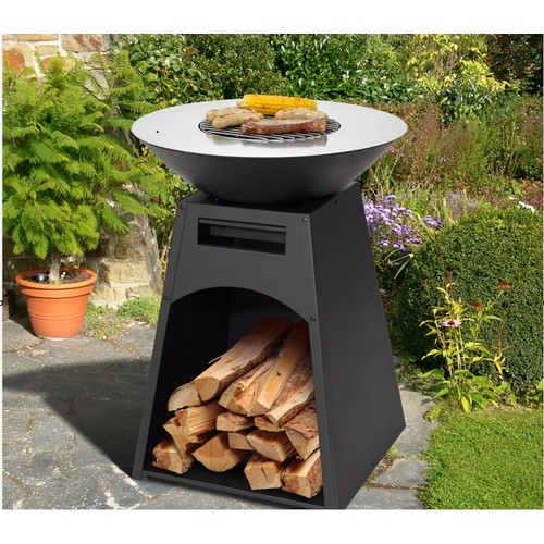 1097 - 1 x Waco log fireplace with steel plancha ring and log store RRP £336.99