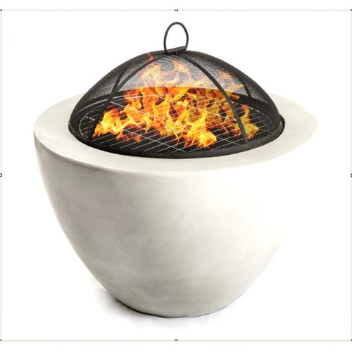 1098 - 1 x Diablo contemporary garden and patio heater fire pit Brazier and barbecue with concrete eco-ston... 