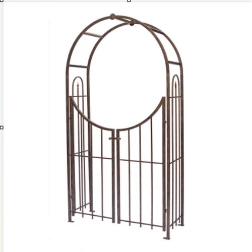 1108 - 1 x Panacea black metal garden arbor with gate approx 229 x 122 x 45cm RRP £119