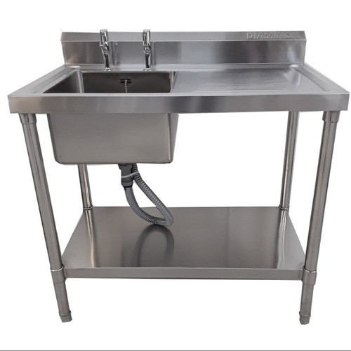 2129 - A boxed commercial stainless steel single sink unit approx 100x60x90cm