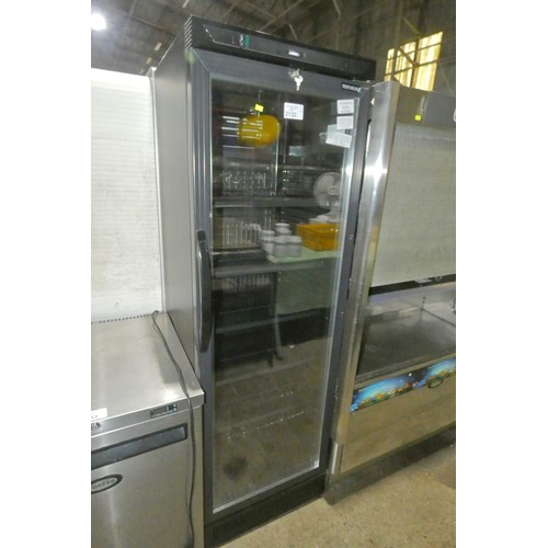 2132 - A tall black display fridge by Tefcold type CEV425-I - trade. Tested Working