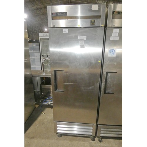 2140 - A tall commercial stainless steel fridge by True type T-19e - trade. Tested Working