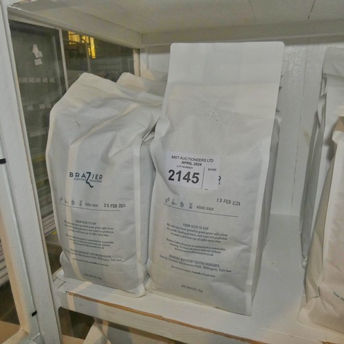 2145 - 6 x 1kg bags of coffee beans by Brazier and the roast dates are mostly Feb/March 2024