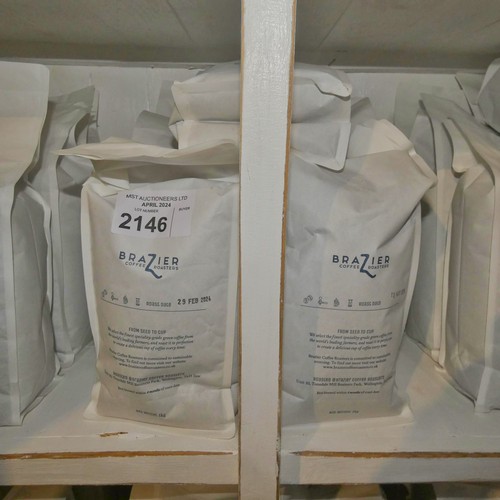 2146 - 7 x 1kg bags of coffee beans by Brazier and the roast dates are mostly Feb/March 2024