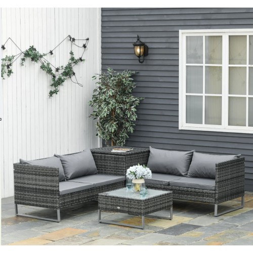 1122 - A Keana synthetic rattan four person outdoor seating group RRP £329. Please note that No cushions ar... 