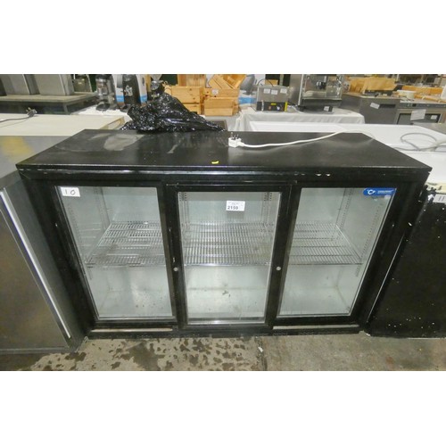 2159 - A 3 door counter height bottle display fridge by Cool Point - trade. Tested Working