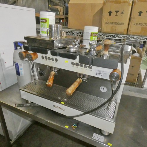 2170 - A commercial white & stainless steel 2 group coffee machine by Ascaso type BAR250, comes with coffee... 