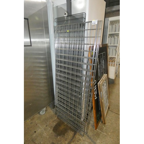 2190 - 4 wall mounted wire grid mesh shop display, no hooks included