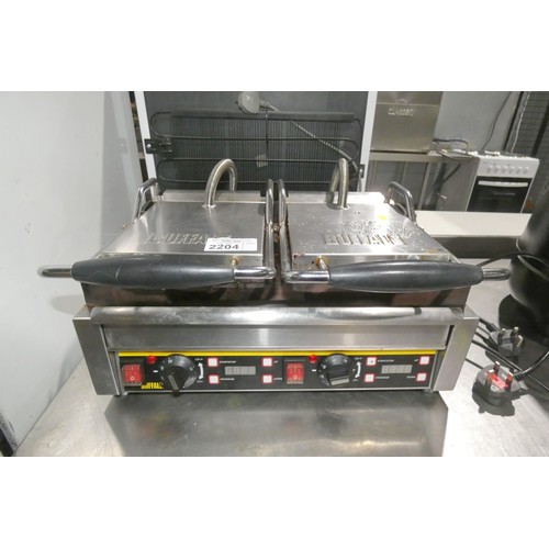 2204 - A commercial double contact grill by Buffalo - trade. Tested Working