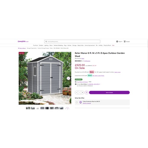 1147 - 1 x Keter Manor 6ft w x 5ft d apex outdoor garden shed RRP £575. Boxed and requires assembly