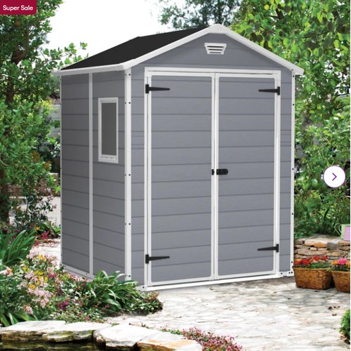 1148 - 1 x Keter Manor 6ft w x 5ft d apex outdoor garden shed RRP £575. Boxed and requires assembly