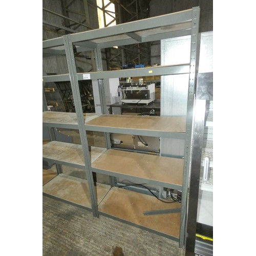 2210 - A grey metal store room rack with 5 shelves