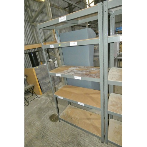 2212 - A grey metal store room rack with 5 shelves