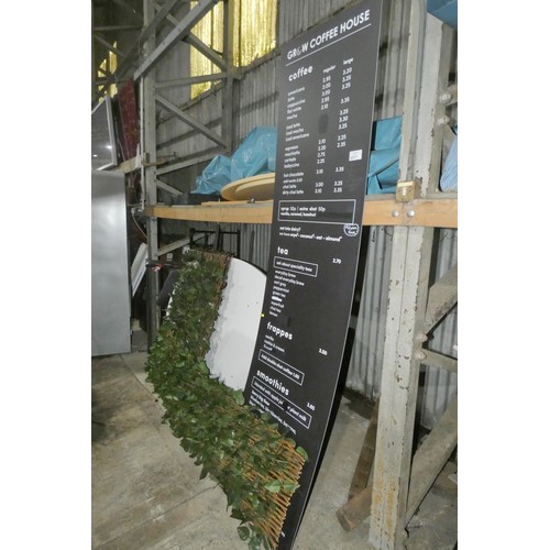 2217 - A tall wall mounted menu board & 4 foliage screens