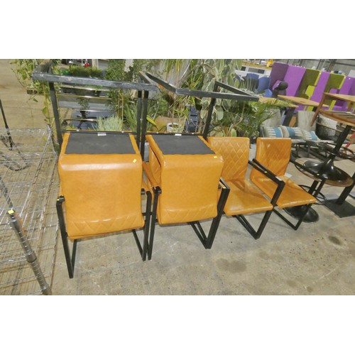 2226 - 6 orange upholstered cantilever dining chairs