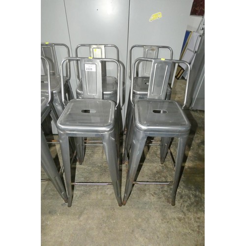 2228 - 4 tall silver metal stools