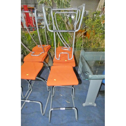 2246 - 5 x orange upholstered stools by Orangebox