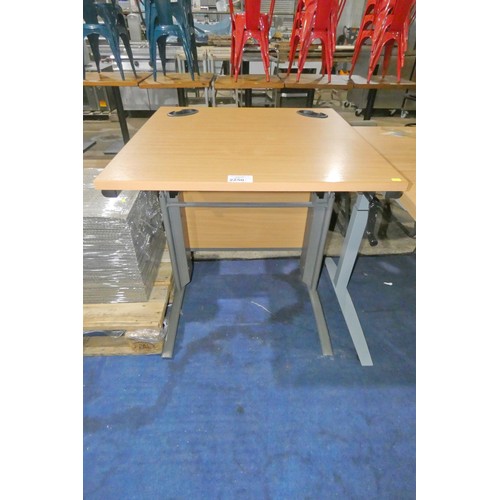 2250 - 1 x wood effect / metal manual adjustable height office table approx 80 x 80cm - adjusts from approx... 