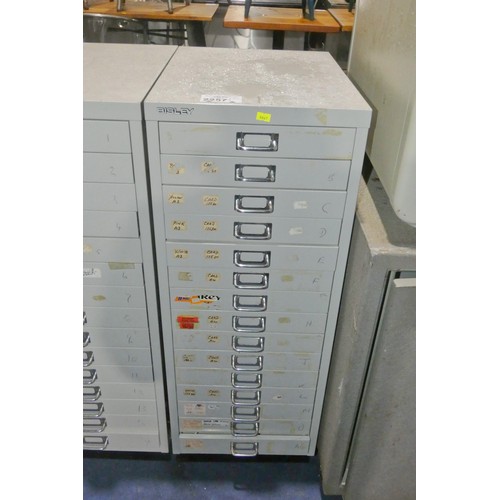 2257 - 1 x Bisley 15 drawer grey metal index type cabinet approx 35 x 46 x 94cm high