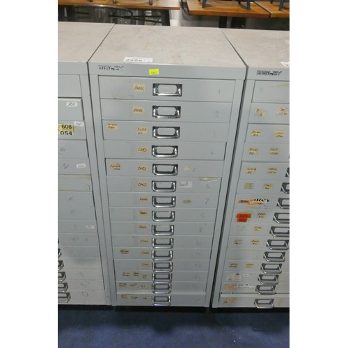 2258 - 1 x Bisley 15 drawer grey metal index type cabinet approx 35 x 46 x 94cm high