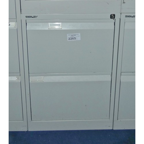 2265 - 1 x Bisley grey metal 2 drawer filing cabinet