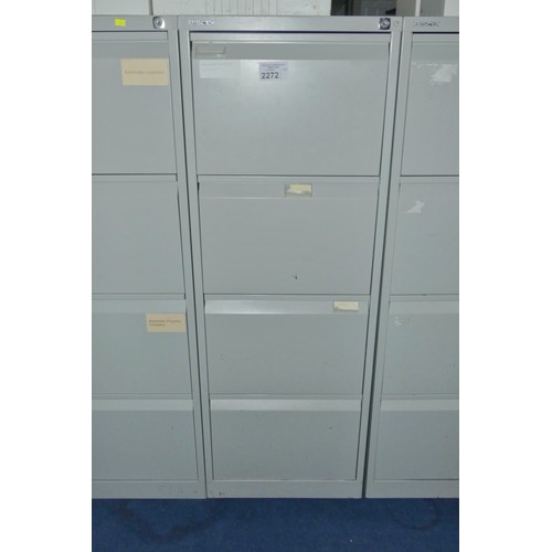 2272 - 1 x Bisley grey metal 4 drawer filing cabinet