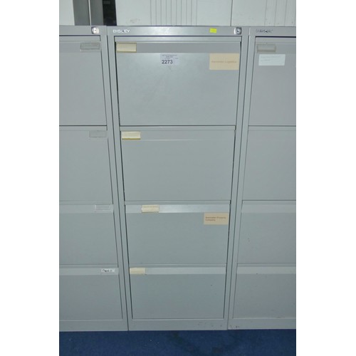 2273 - 1 x Bisley grey metal 4 drawer filing cabinet