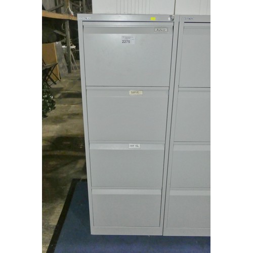 2275 - 1 x Bisley grey metal 4 drawer filing cabinet