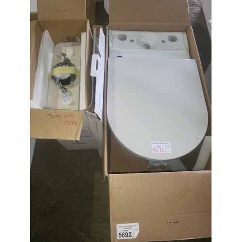 5692 - 1 x RAK Ceramics white floor standing toilet pan supplied with a cistern and a toilet seat