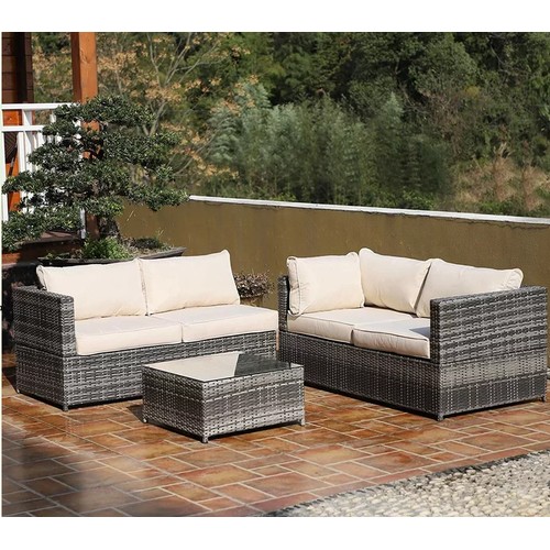 1140A - Hwan 4 - Person Garden Lounge Set with Cushions. RRP £349.99