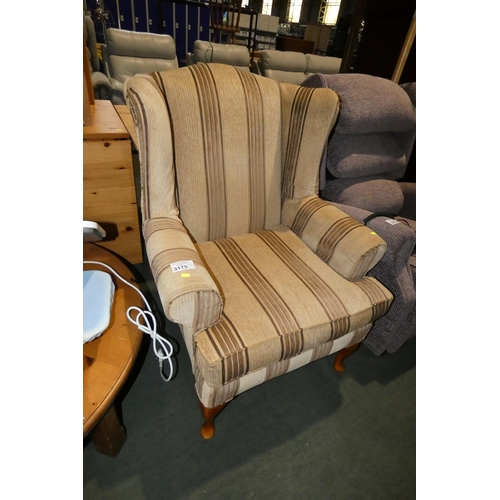 3175 - 1 x striped upholstered arm chair