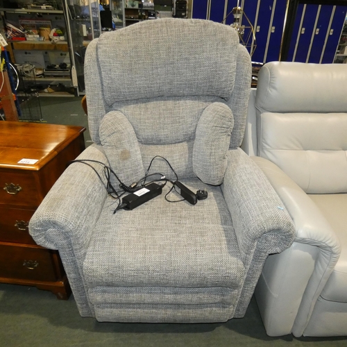 3215 - 1 x grey upholstered electric reclining armchair with a wired remote control and a mains power suppl... 